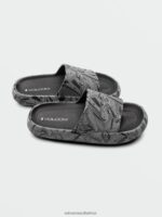 Z0ZR081003 Black White Women Stoney Cloud Slide Sandals Volcom Footwear