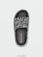 Z0ZR081003 Black White Women Stoney Cloud Slide Sandals Volcom Footwear - Image 9