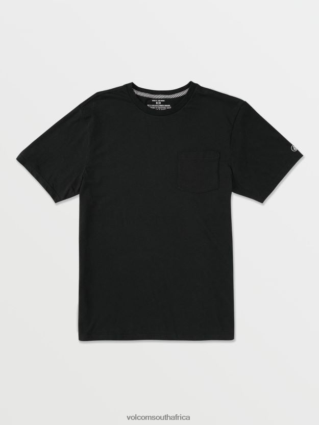 Z0ZR08109 Black Men Solid Short Sleeve Pocket Tee Volcom Clothing - Image 1
