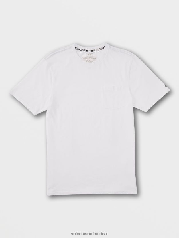 Z0ZR08110 White Men Solid Short Sleeve Pocket Tee Volcom Clothing - Image 4