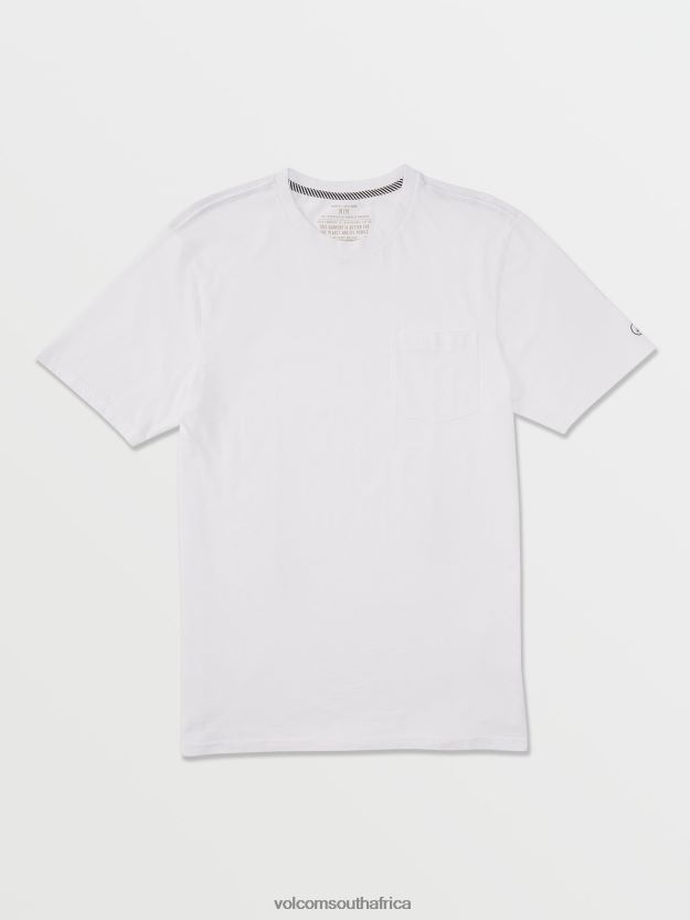 Z0ZR08110 White Men Solid Short Sleeve Pocket Tee Volcom Clothing - Image 1