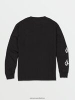 Z0ZR081124 Black Boys Iconic Stone Long Sleeve Tee Volcom Clothing - Image 3