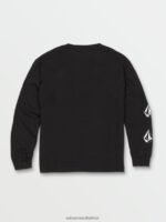 Z0ZR081130 Black Boys Iconic Stone Long Sleeve Tee Volcom Clothing - Image 2