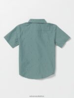 Z0ZR081163 Service Blue Boys Stonedyed Hooded Long Sleeve Shirt Volcom Clothing - Image 3