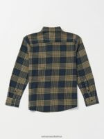 Z0ZR081171 Navy Boys Caden Plaid Flannel Volcom Clothing - Image 2