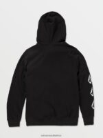 Z0ZR081187 Black Boys Iconic Stone Hoodie Volcom Clothing - Image 3