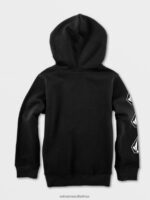 Z0ZR081189 Black Boys Iconic Stone Pullover Sweatshirt Volcom Clothing - Image 3