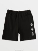Z0ZR081222 Black Boys Iconic Stone Fleece Shorts Volcom Clothing - Image 3
