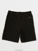 Z0ZR081222 Black Boys Iconic Stone Fleece Shorts Volcom Clothing - Image 4