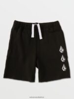 Z0ZR081222 Black Boys Iconic Stone Fleece Shorts Volcom Clothing - Image 6