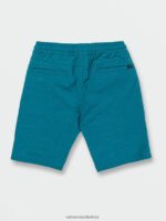 Z0ZR081231 Ocean Teal Boys Understoned Elastic Waist Hybrid Shorts Volcom Clothing - Image 2