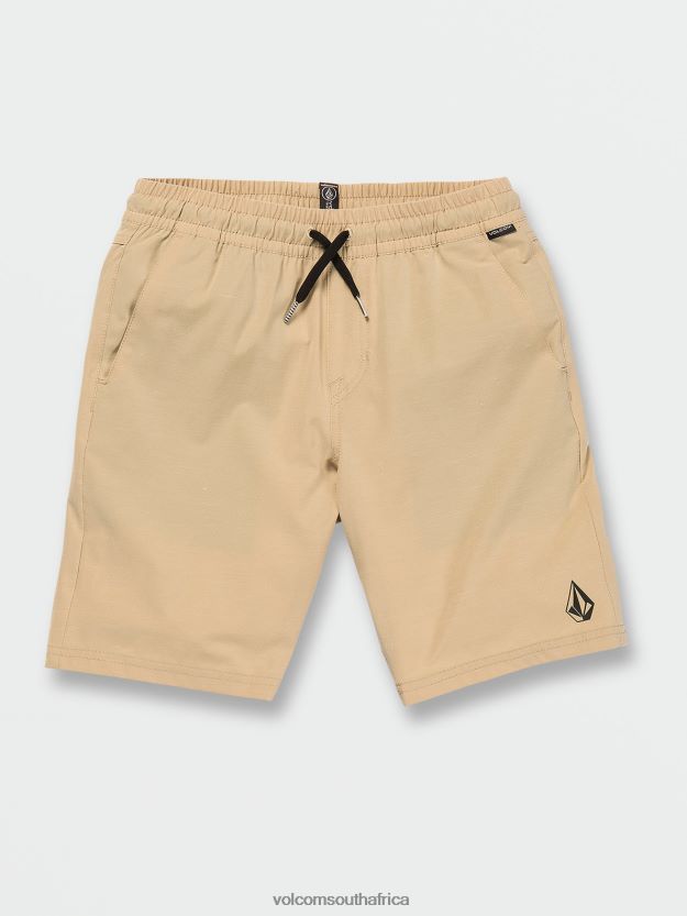 Z0ZR081236 Almond Boys Understoned Elastic Waist Hybrid Shorts Volcom Clothing - Image 5