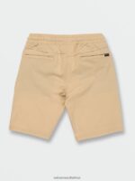 Z0ZR081236 Almond Boys Understoned Elastic Waist Hybrid Shorts Volcom Clothing - Image 6