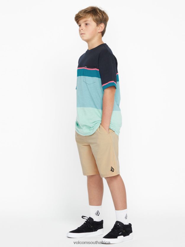 Z0ZR081236 Almond Boys Understoned Elastic Waist Hybrid Shorts Volcom Clothing - Image 1