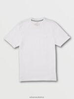 Z0ZR08123 White Men Solid Short Sleeve Pocket Tee Volcom Clothing - Image 3