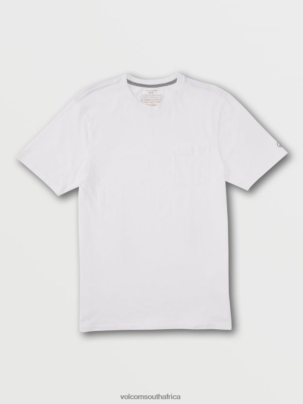 Z0ZR08123 White Men Solid Short Sleeve Pocket Tee Volcom Clothing - Image 3