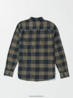 Z0ZR08130 Navy Men Caden Plaid Long Sleeve Shirt Volcom Clothing - Image 2