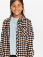 Z0ZR081333 Winter Orchid Girls Getting Rad Plaid Long Sleeve Shirt Volcom Clothing - Image 5