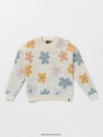 Z0ZR081337 Star White Girls Daizy Wheel Sweater Volcom Clothing - Image 4