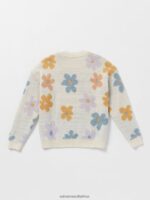 Z0ZR081337 Star White Girls Daizy Wheel Sweater Volcom Clothing - Image 7