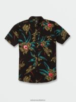 Z0ZR08144 Black Combo Men Island Time Short Sleeve Shirt Volcom Clothing - Image 4