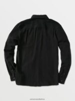 Z0ZR08149 Black Men Caden Solid Long Sleeve Shirt Volcom Clothing - Image 2