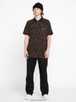 Z0ZR08155 Tobacco Men Ralphie Polo Short Sleeve Shirt Volcom Clothing