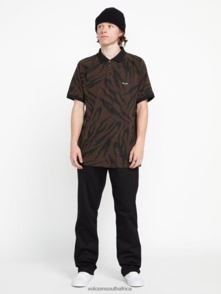Z0ZR08155 Tobacco Men Ralphie Polo Short Sleeve Shirt Volcom Clothing