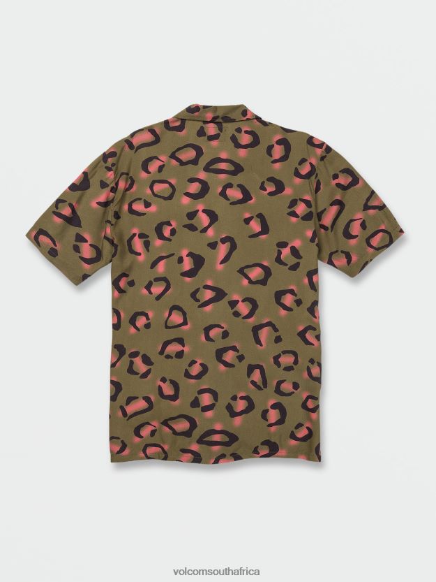 Z0ZR08159 Military Men Stone Party Animals Short Sleeve Shirt Volcom Clothing - Image 3
