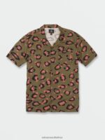 Z0ZR08159 Military Men Stone Party Animals Short Sleeve Shirt Volcom Clothing - Image 9