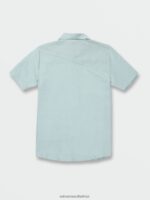 Z0ZR08161 Cali Blue Heather Men Everett Oxford Short Sleeve Shirt Volcom Clothing - Image 3