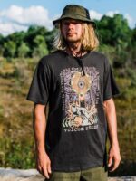 Z0ZR081 Vintage Black Men Skate Vitals Apparition Short Sleeve Tee Volcom Clothing