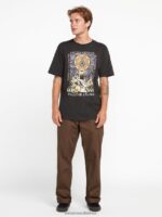 Z0ZR081 Vintage Black Men Skate Vitals Apparition Short Sleeve Tee Volcom Clothing - Image 8