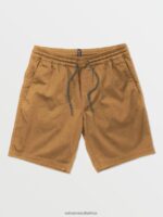 Z0ZR08223 Dark Khaki Men Frickin Elastic Waist Shorts Volcom Clothing