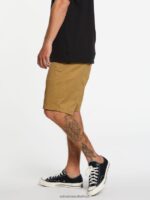 Z0ZR08223 Dark Khaki Men Frickin Elastic Waist Shorts Volcom Clothing - Image 3