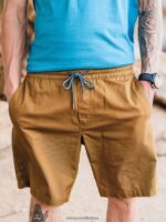 Z0ZR08223 Dark Khaki Men Frickin Elastic Waist Shorts Volcom Clothing - Image 9