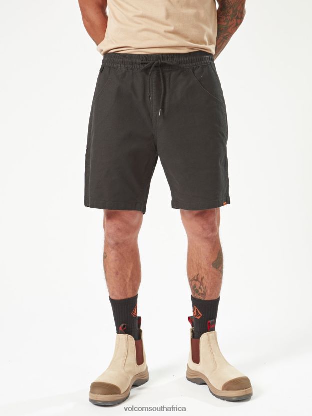 Z0ZR08244 Black Men Workwear Caliper Elastic Waist Shorts Volcom Clothing - Image 13