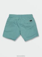 Z0ZR08272 Cali Blue Heather Men Lido Solid Elastic Waist Trunks Volcom Clothing - Image 2