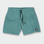 Z0ZR08272 Cali Blue Heather Men Lido Solid Elastic Waist Trunks Volcom Clothing