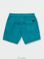 Z0ZR08274 Electric Blue Men Center Elastic Waist Trunks Volcom Clothing - Image 3