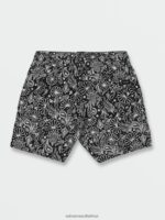 Z0ZR08287 Black Men Center Print Elastic Waist Trunks Volcom Clothing - Image 2