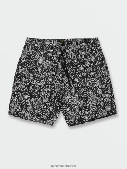 Z0ZR08287 Black Men Center Print Elastic Waist Trunks Volcom Clothing