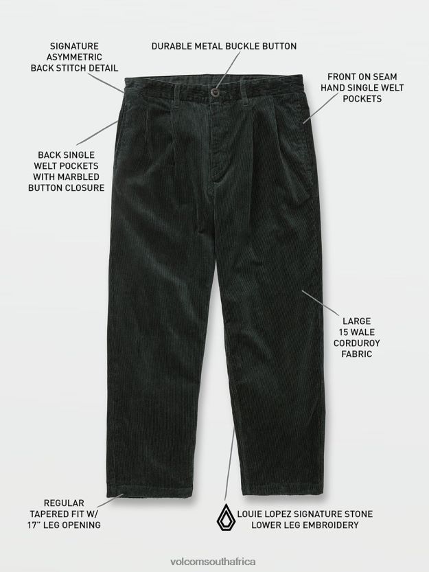 Z0ZR08291 Cedar Green Men Tapered Corduroy Pants Volcom Clothing - Image 3