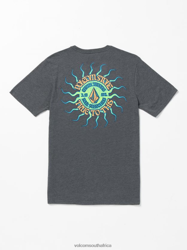 Z0ZR0831 Dark Black Heather Men Fried Short Sleeve Tee Volcom Clothing - Image 2
