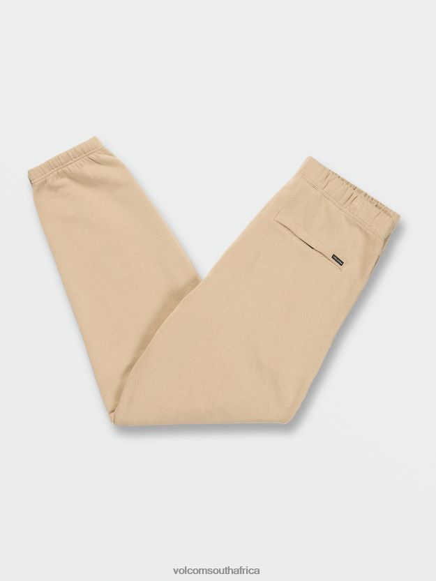 Z0ZR08337 Almond Men Iconic Stone Fleece Elastic Waist Pants Volcom Clothing - Image 2