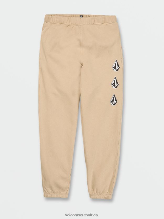 Z0ZR08337 Almond Men Iconic Stone Fleece Elastic Waist Pants Volcom Clothing - Image 1