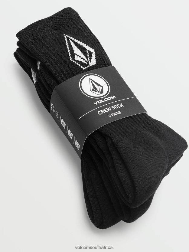 Z0ZR08434 Black Men Full Stone Socks 3 Pack Volcom Accessories - Image 2