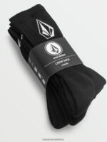 Z0ZR08434 Black Men Full Stone Socks 3 Pack Volcom Accessories - Image 3