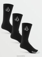 Z0ZR08434 Black Men Full Stone Socks 3 Pack Volcom Accessories - Image 4