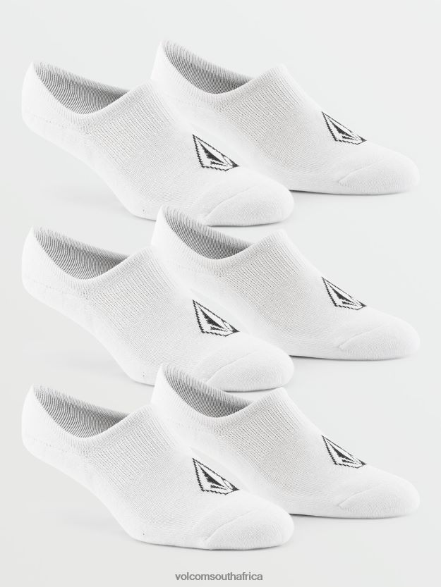 Z0ZR08435 White Men No Show Stone Socks 3 Pack Volcom Accessories - Image 3